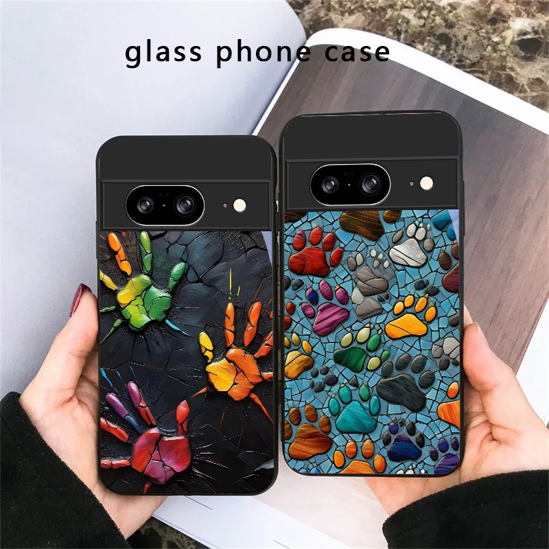 Google Pixel 9 Pro - Capa de Vidro Preta com Estampa