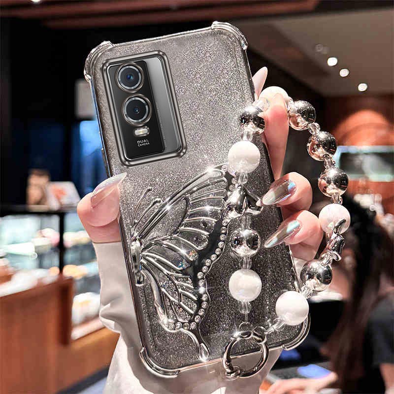 Vivo Y28 - Alça glitter borboleta suporte do telefone